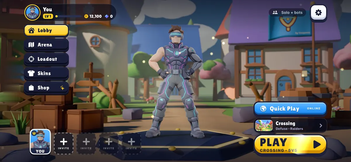 The lobby, with Neon Rook on the deploy pad.